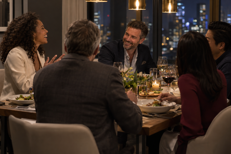 Dinner conversation among peers